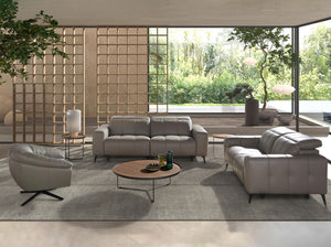 3-seater relaxation sofa in gray leather