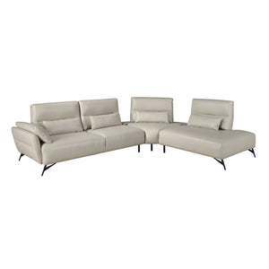 Right-hand chaise longue sofa in sand leather