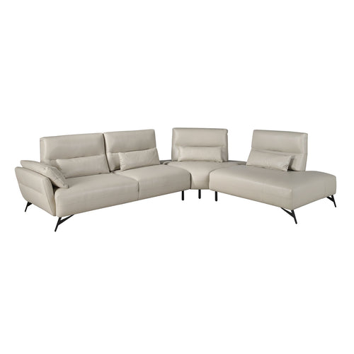 Right-hand chaise longue sofa in sand leather