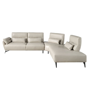 Right-hand chaise longue sofa in sand leather