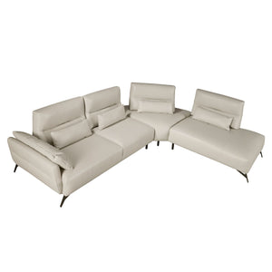 Right-hand chaise longue sofa in sand leather