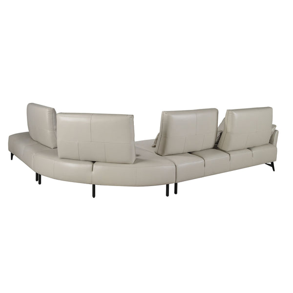 Right-hand chaise longue sofa in sand leather