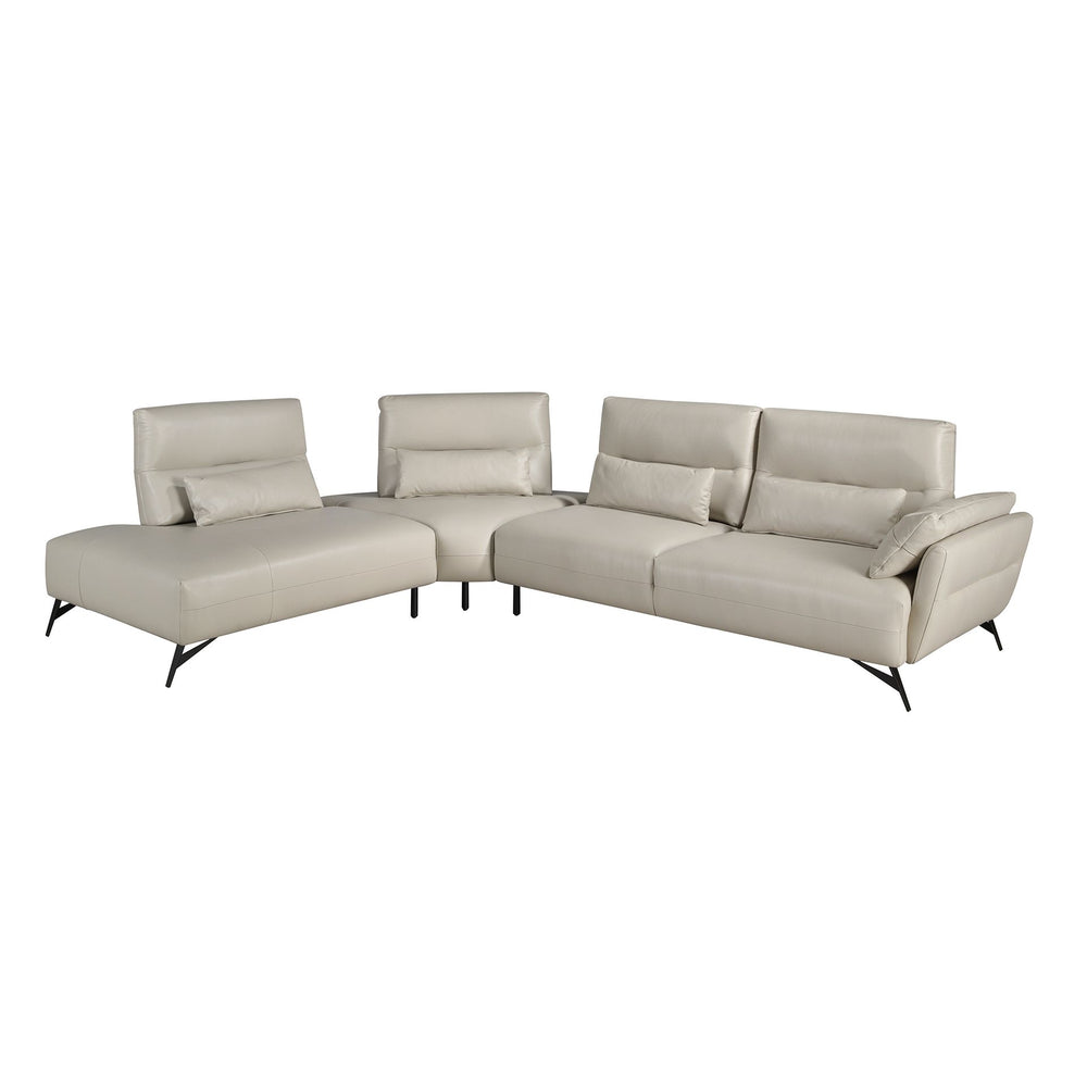 Left chaise longue sofa in sand leather