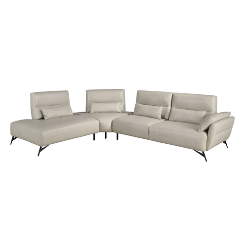 Left chaise longue sofa in sand leather