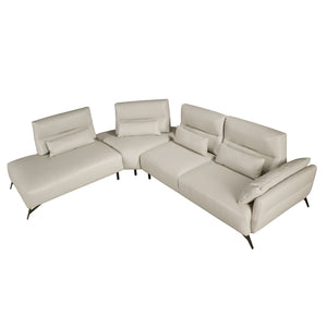Left chaise longue sofa in sand leather