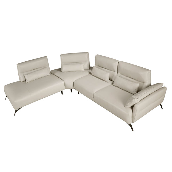 Left chaise longue sofa in sand leather
