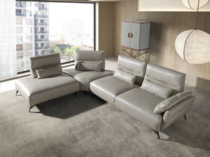 Left chaise longue sofa in sand leather