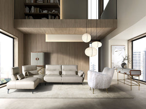 Left chaise longue sofa in sand leather