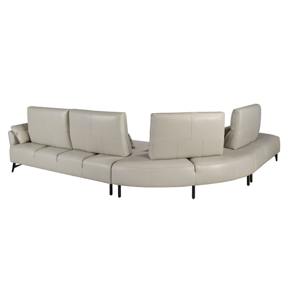 Left chaise longue sofa in sand leather
