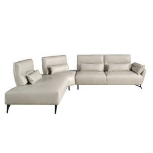 Left chaise longue sofa in sand leather