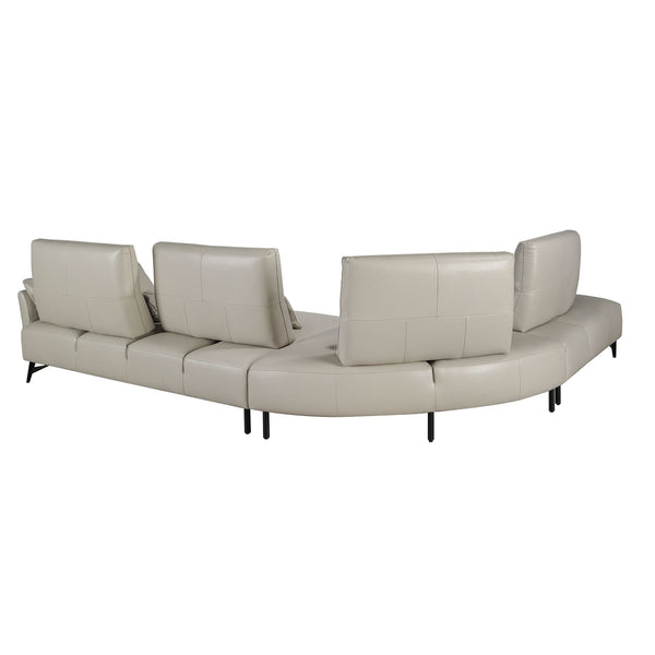Left chaise longue sofa in sand leather