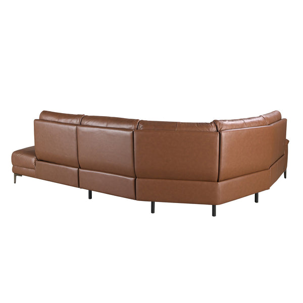 Relaxation sofa with right-hand chaise longue in tobacco brown leather