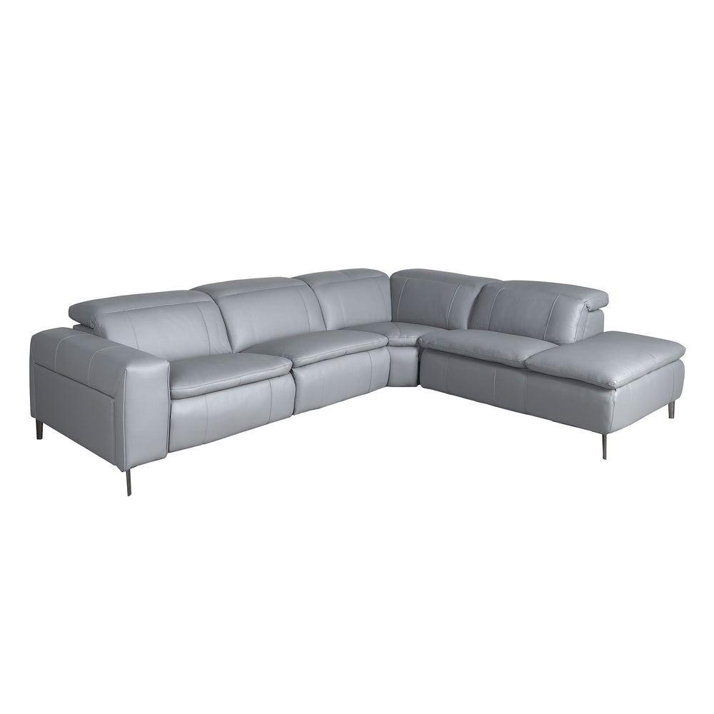 Relaxation sofa with right-hand chaise longue in gray leather