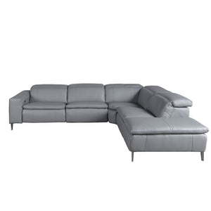 Relaxation sofa with right-hand chaise longue in gray leather