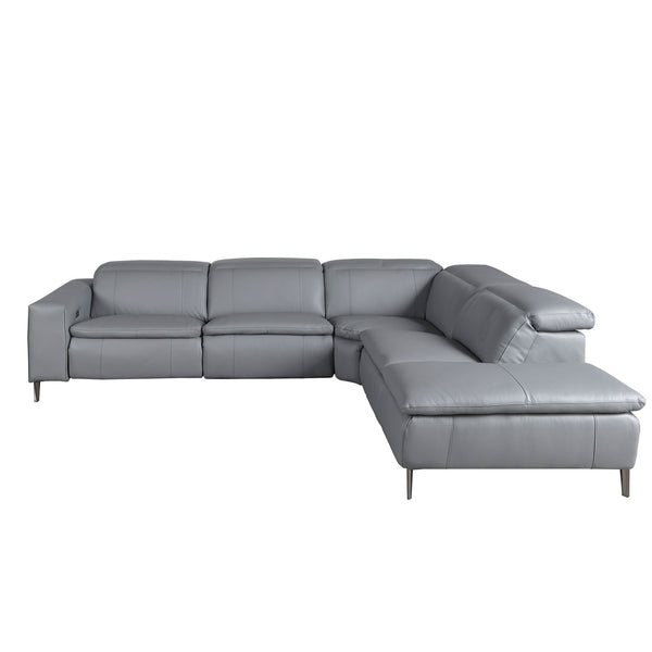 Relaxation sofa with right-hand chaise longue in gray leather