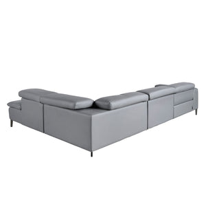 Relaxation sofa with right-hand chaise longue in gray leather
