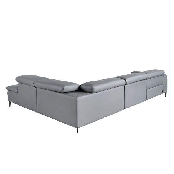 Relaxation sofa with right-hand chaise longue in gray leather