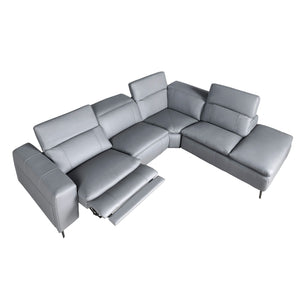 Relaxation sofa with right-hand chaise longue in gray leather