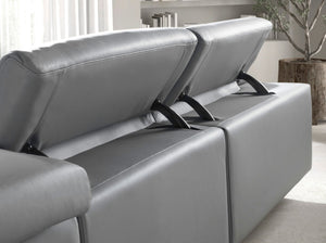 Relaxation sofa with right-hand chaise longue in gray leather
