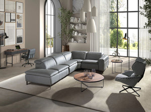 Left-hand chaise longue sofa in gray leather