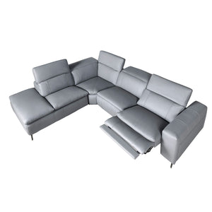 Left-hand chaise longue sofa in gray leather