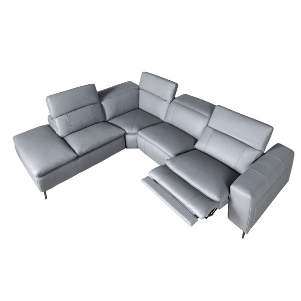 Left-hand chaise longue sofa in gray leather