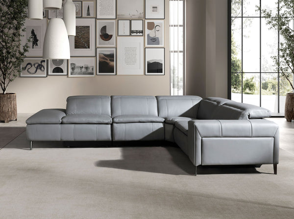 Left-hand chaise longue sofa in gray leather