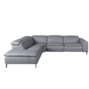 Left-hand chaise longue sofa in gray leather