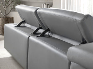 Left-hand chaise longue sofa in gray leather