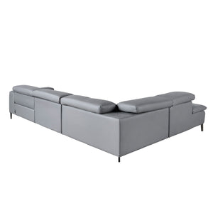 Left-hand chaise longue sofa in gray leather