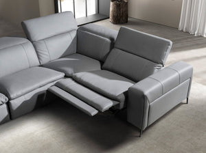 Left-hand chaise longue sofa in gray leather