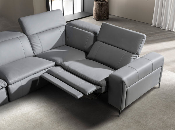 Left-hand chaise longue sofa in gray leather