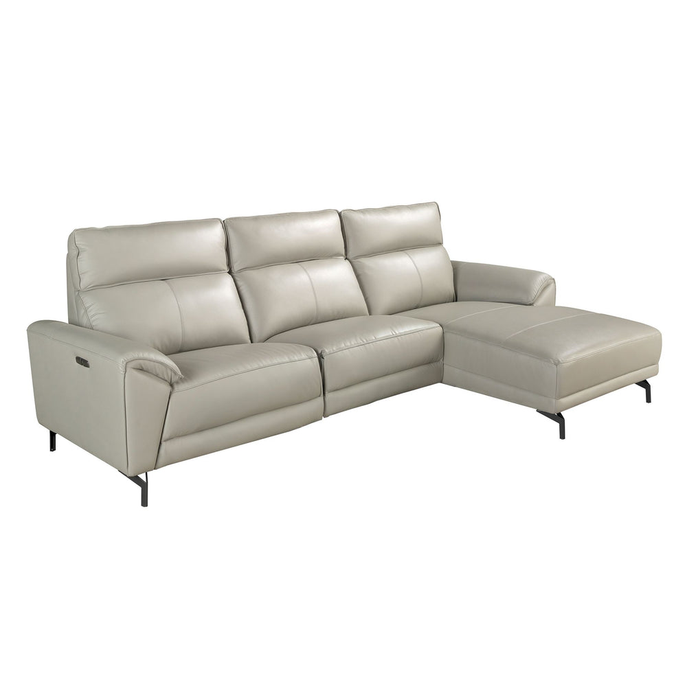 Right-hand chaise longue sofa in gray leather