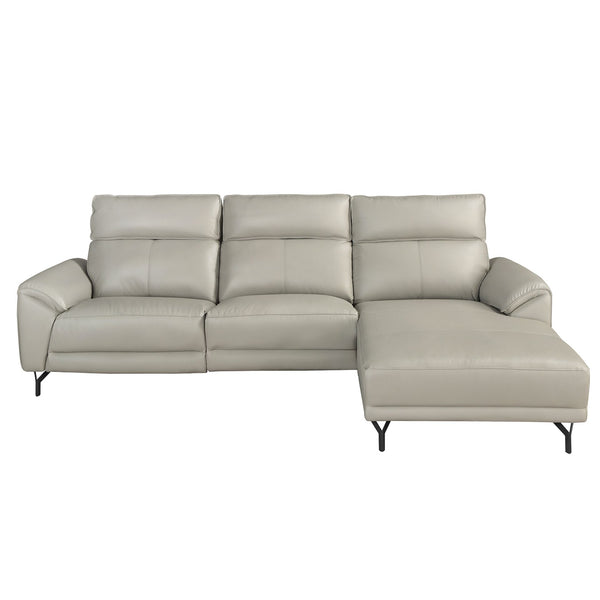 Right-hand chaise longue sofa in gray leather
