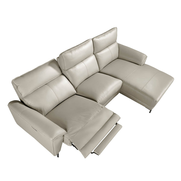 Right-hand chaise longue sofa in gray leather