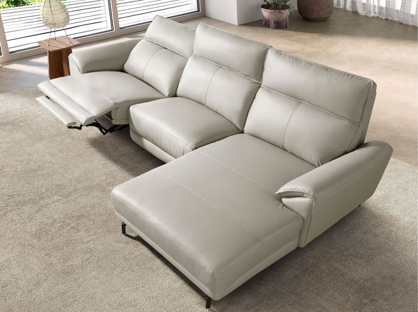 Right-hand chaise longue sofa in gray leather