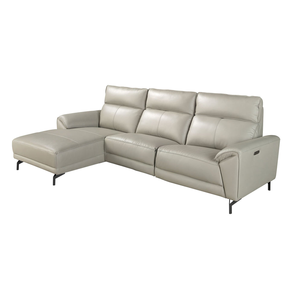 Left-hand chaise longue sofa in gray leather