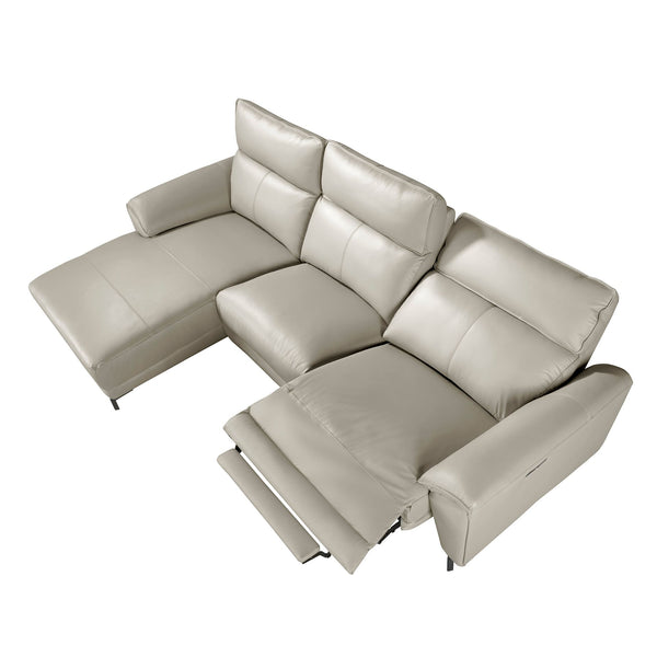 Left-hand chaise longue sofa in gray leather