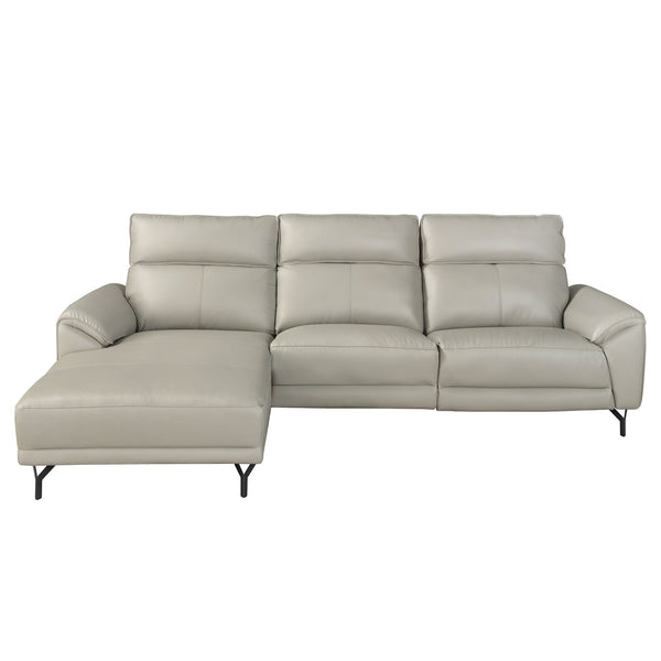 Left-hand chaise longue sofa in gray leather