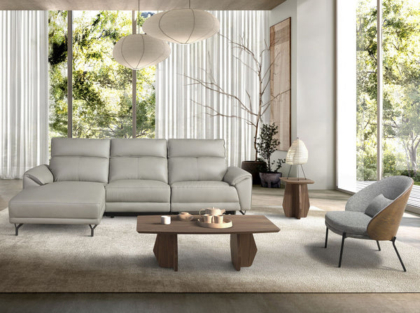 Left-hand chaise longue sofa in gray leather