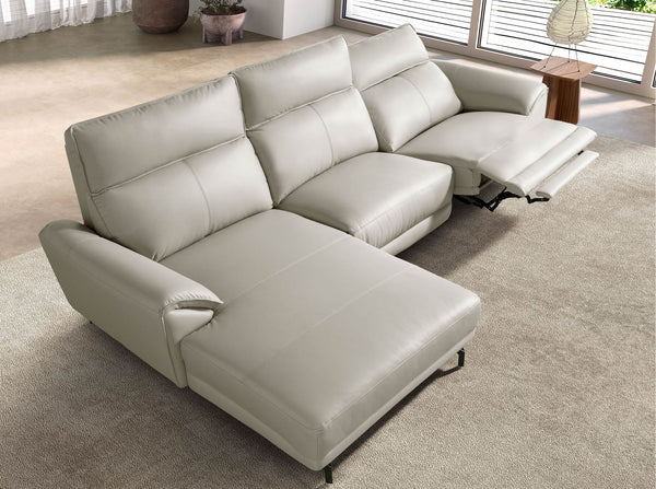 Left-hand chaise longue sofa in gray leather