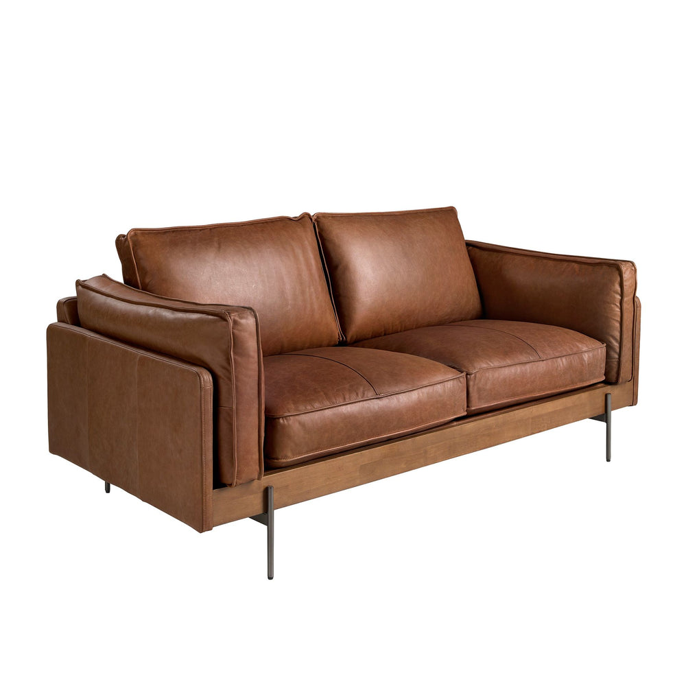 2-seater sofa in tobacco brown leather