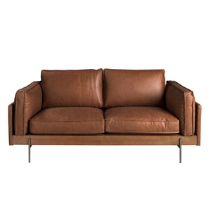 2-seater sofa in tobacco brown leather