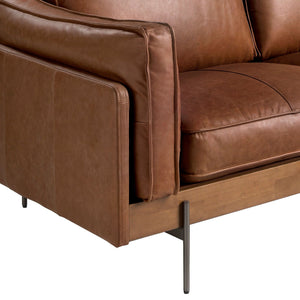 2-seater sofa in tobacco brown leather