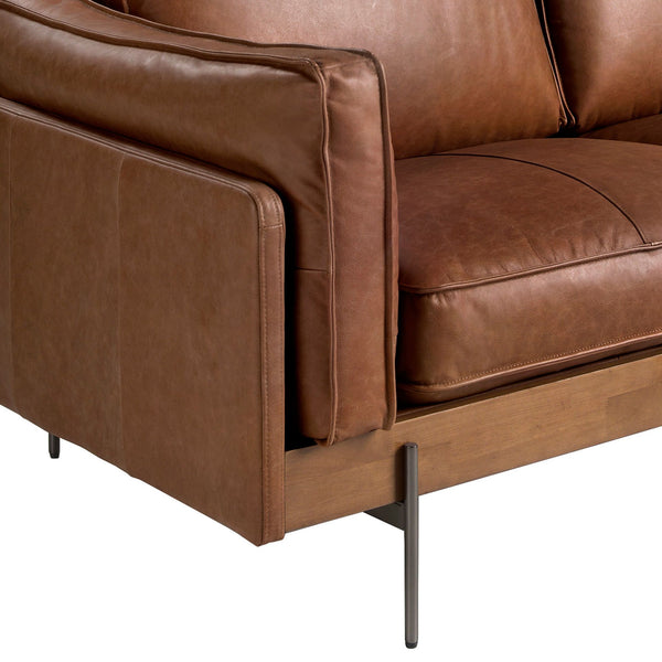 2-seater sofa in tobacco brown leather