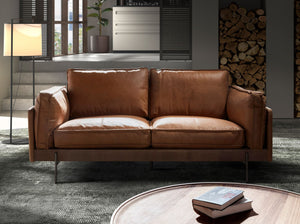 2-seater sofa in tobacco brown leather