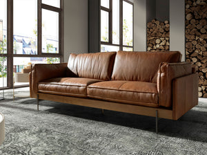 3-seater sofa in tobacco brown leather
