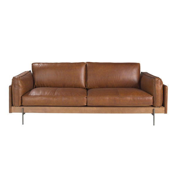 3-seater sofa in tobacco brown leather