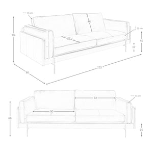 3-seater sofa in tobacco brown leather