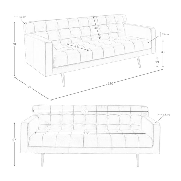 Chester 2-seater sofa in dark brown leather